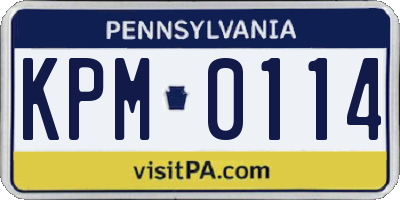 PA license plate KPM0114