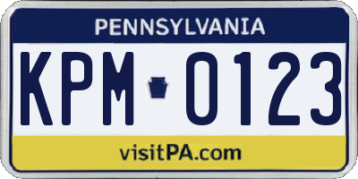 PA license plate KPM0123