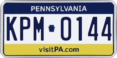 PA license plate KPM0144