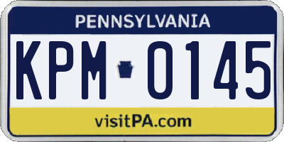 PA license plate KPM0145