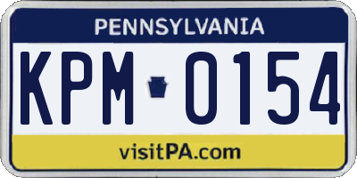 PA license plate KPM0154