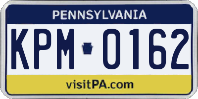 PA license plate KPM0162