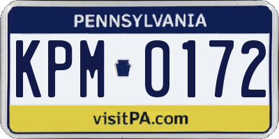 PA license plate KPM0172