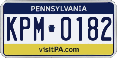 PA license plate KPM0182