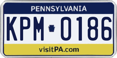 PA license plate KPM0186