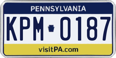 PA license plate KPM0187