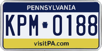 PA license plate KPM0188