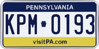 PA license plate KPM0193