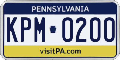 PA license plate KPM0200