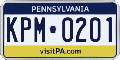 PA license plate KPM0201