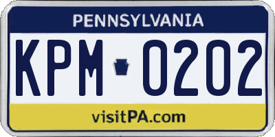PA license plate KPM0202