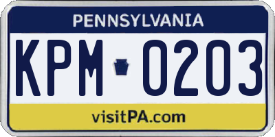 PA license plate KPM0203