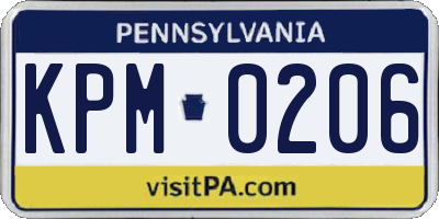 PA license plate KPM0206