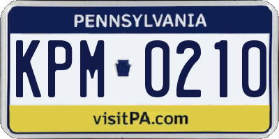 PA license plate KPM0210