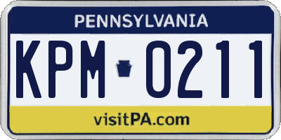 PA license plate KPM0211