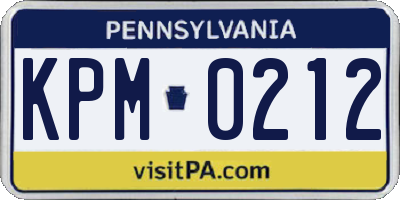 PA license plate KPM0212