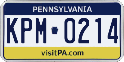 PA license plate KPM0214