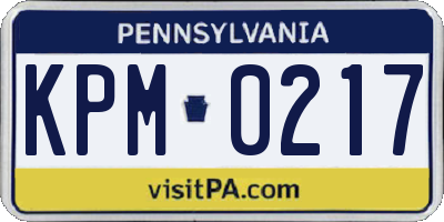 PA license plate KPM0217