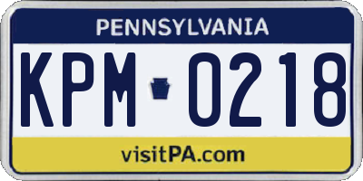 PA license plate KPM0218