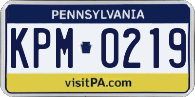 PA license plate KPM0219