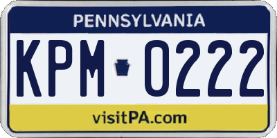 PA license plate KPM0222