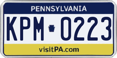 PA license plate KPM0223