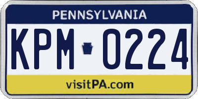 PA license plate KPM0224