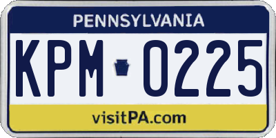 PA license plate KPM0225