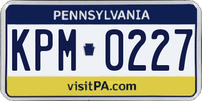 PA license plate KPM0227