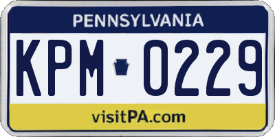 PA license plate KPM0229
