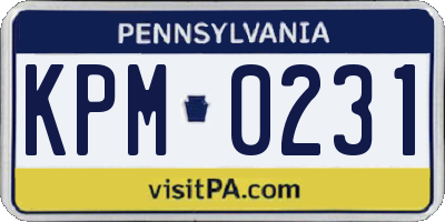 PA license plate KPM0231