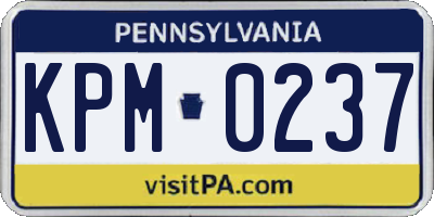 PA license plate KPM0237