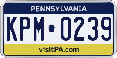 PA license plate KPM0239