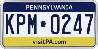 PA license plate KPM0247