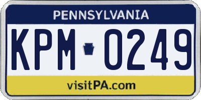 PA license plate KPM0249