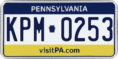 PA license plate KPM0253