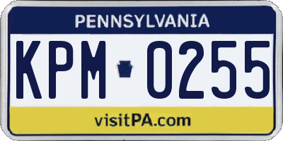 PA license plate KPM0255