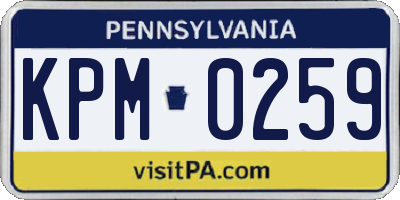PA license plate KPM0259