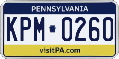 PA license plate KPM0260