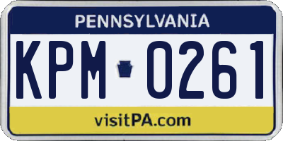 PA license plate KPM0261