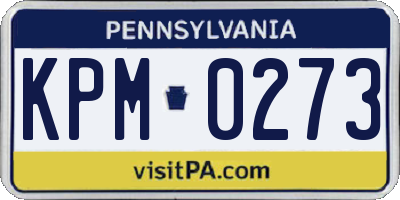 PA license plate KPM0273
