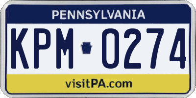 PA license plate KPM0274