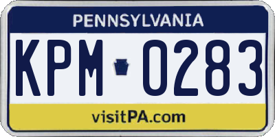 PA license plate KPM0283