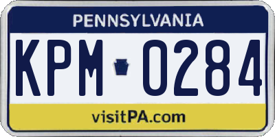 PA license plate KPM0284