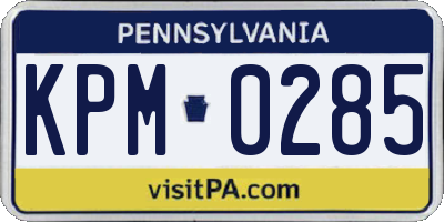 PA license plate KPM0285