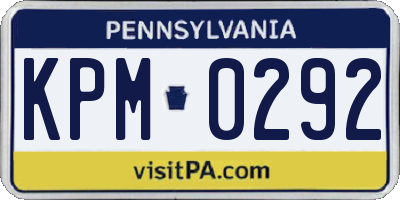PA license plate KPM0292