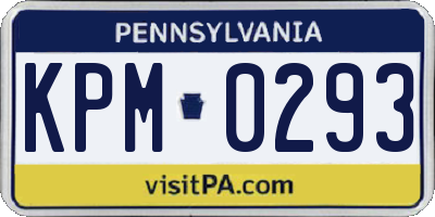 PA license plate KPM0293