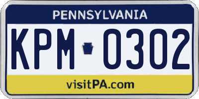 PA license plate KPM0302