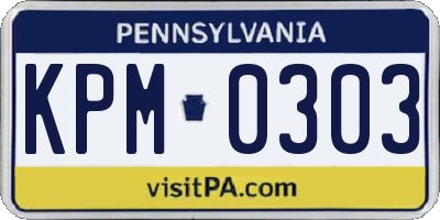 PA license plate KPM0303