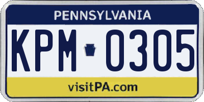 PA license plate KPM0305
